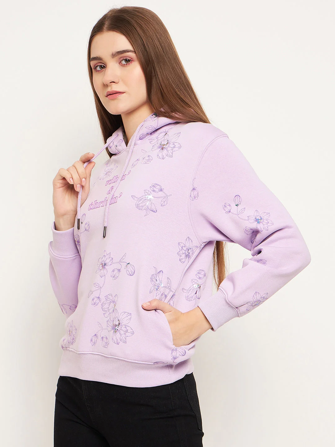 Madame Floral Printed Lilac Sweatshirt - Image 2
