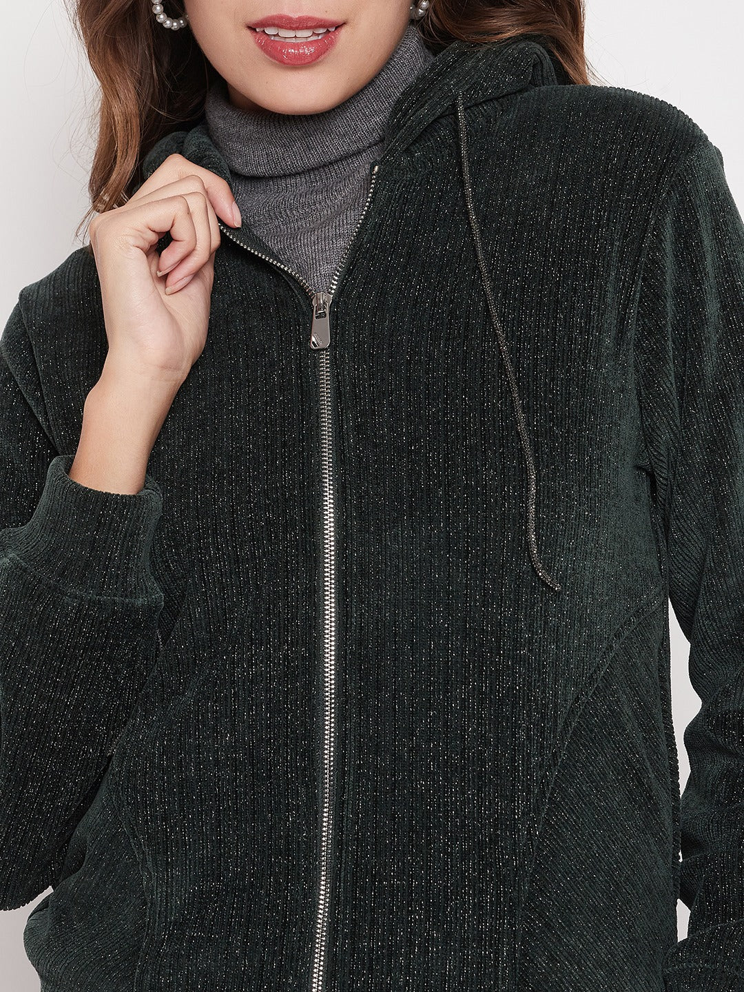 Madame Shimmer Bottle Green Hooded Sweatshirt - Image 2