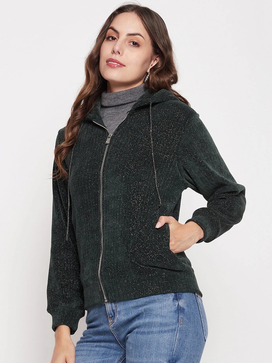 Madame Shimmer Bottle Green Hooded Sweatshirt - Image 5