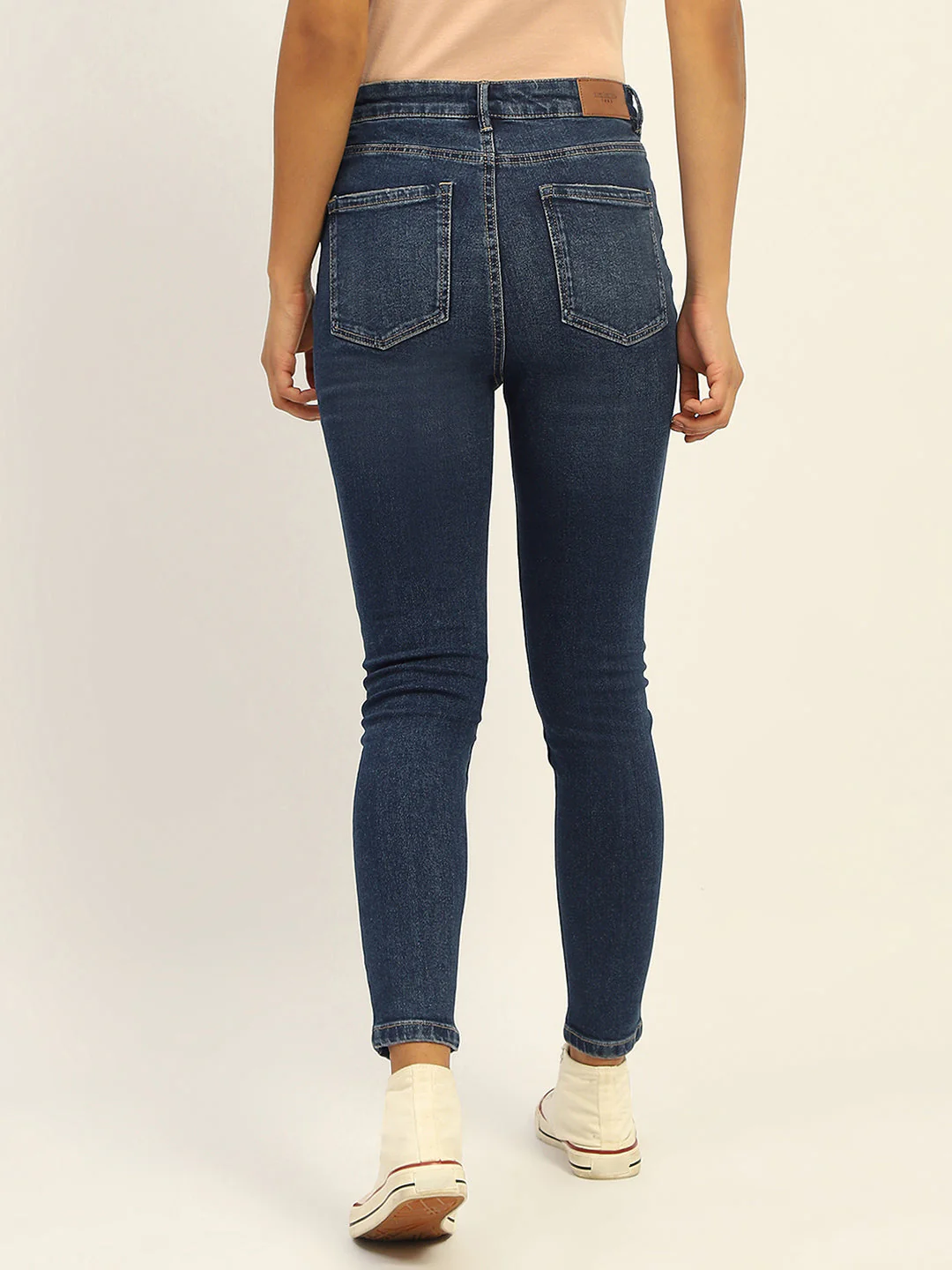 Madame Skinny Fit Raw Hem Cotton Dark Blue Denim - Image 3