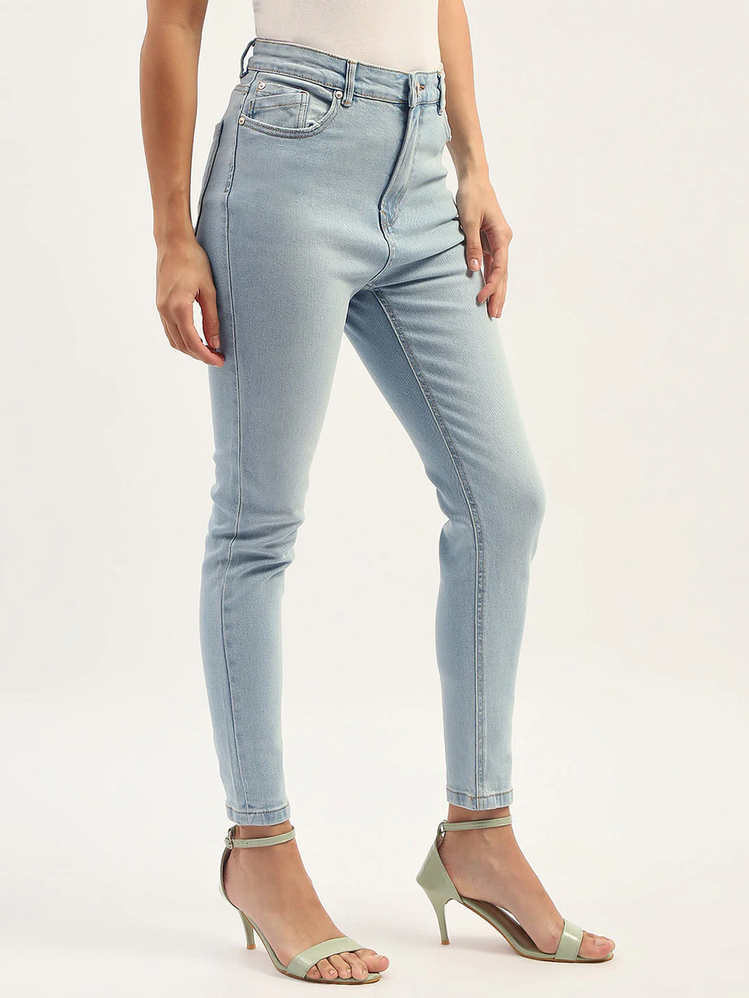 Madame Skinny Fit Raw Hem Cotton Ice Blue Denim - Image 6