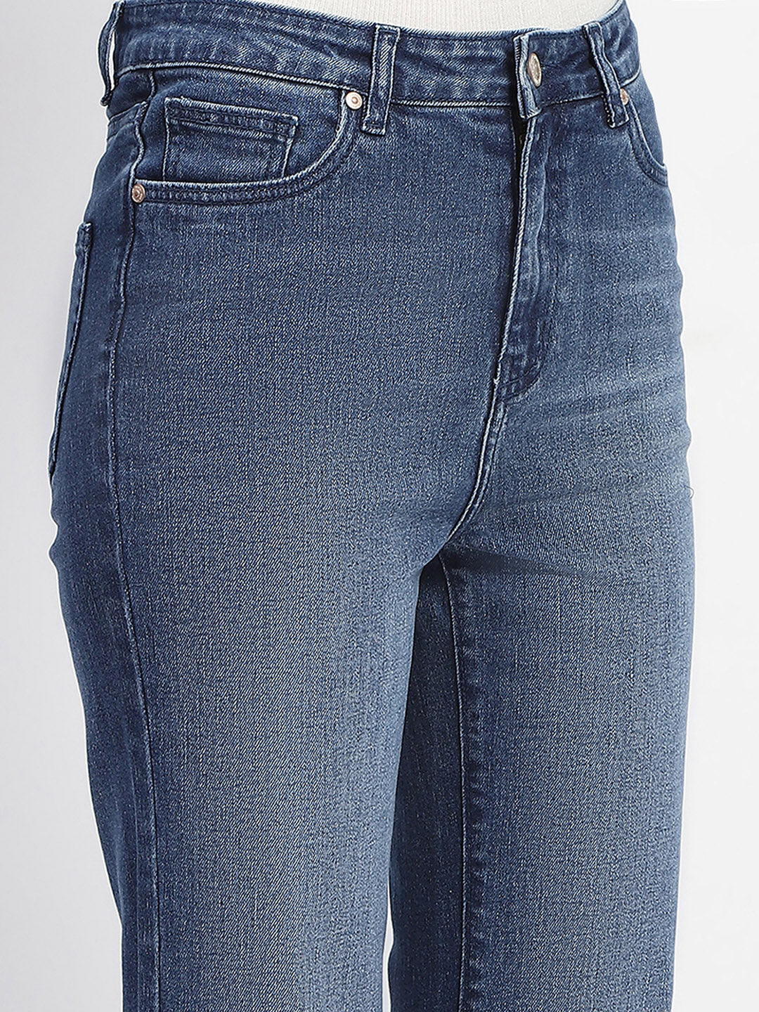 Madame Straight Fit Mid Blue Whiskered Denim - Image 6