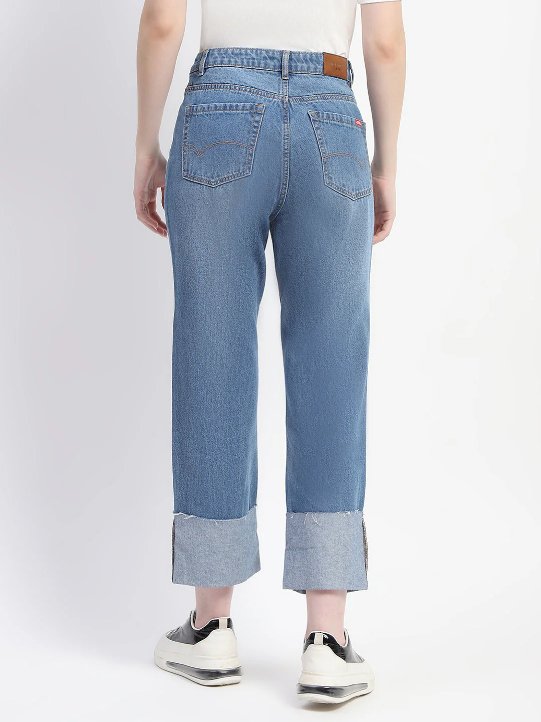 Madame Whiskered Folded Hem Ripped Denim - Image 5