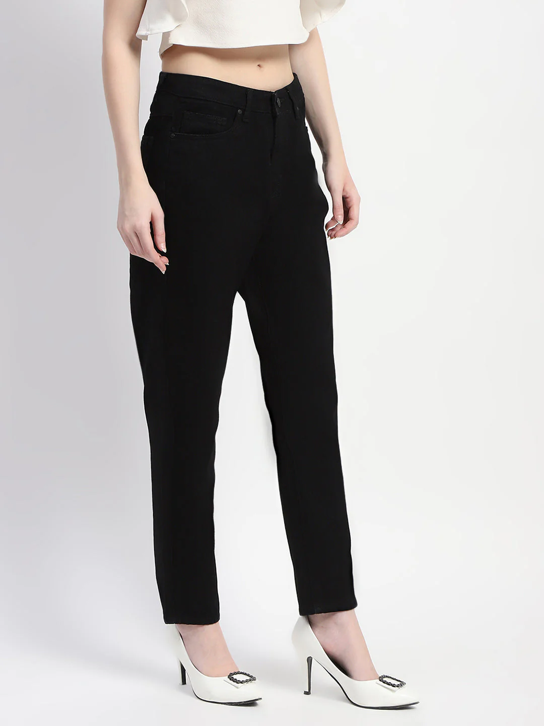 Madame Straight Fit Solid Black Denim - Image 3