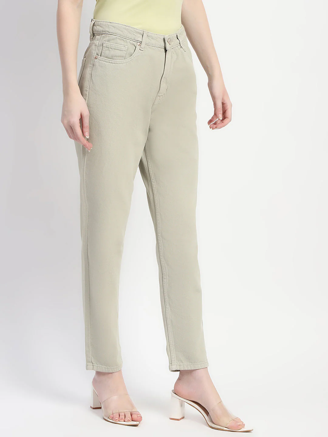 Madame Straight Fit Cotton Mint Denim - Image 3