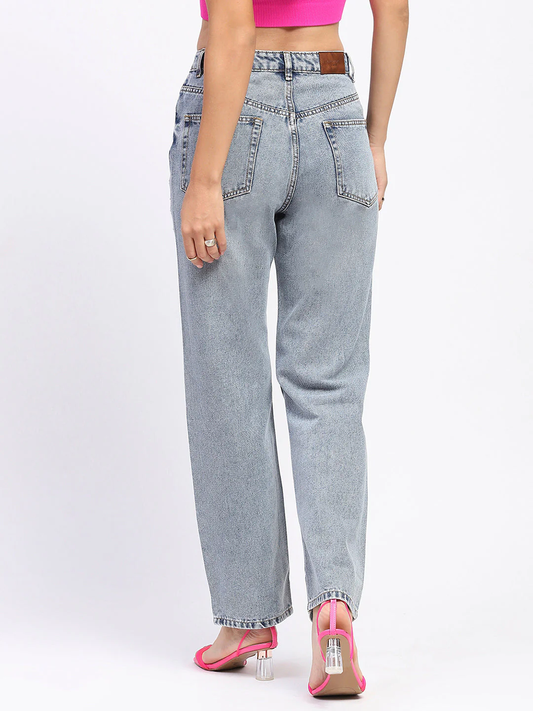 Madame Light Wash Embellished Light Blue Cotton Denim - Image 5