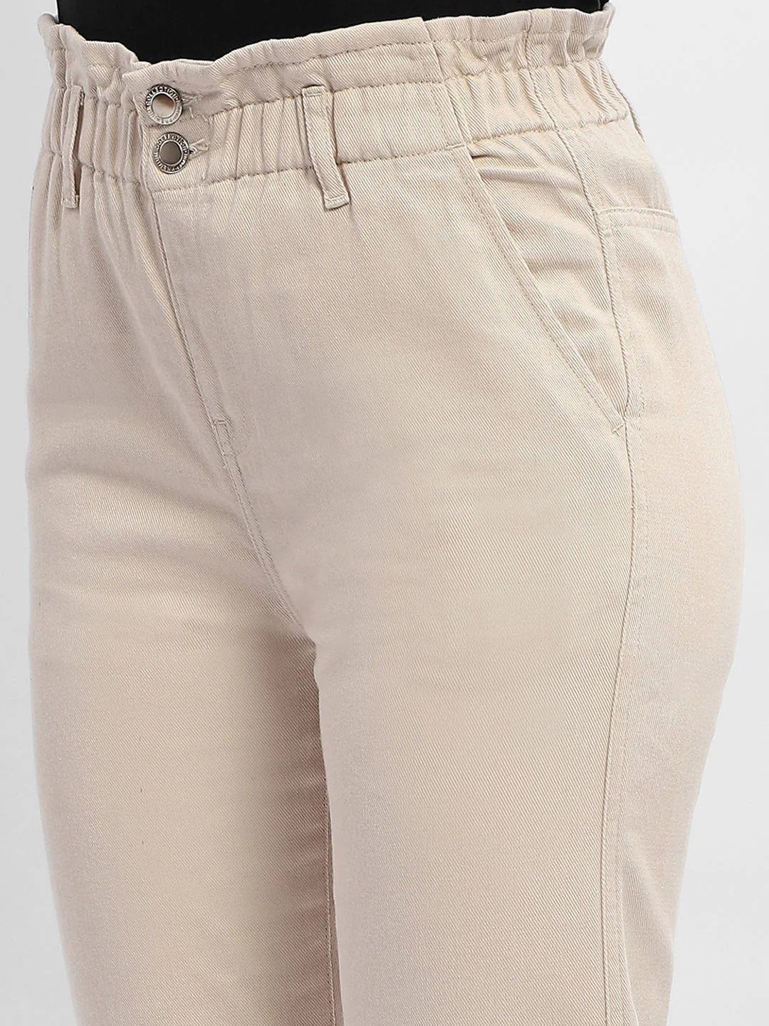 Madame Ruched Waistband White Trousers - Image 5