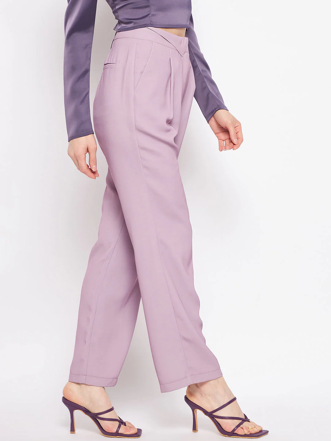 Madame Pleated Mauve Trouser - Image 4