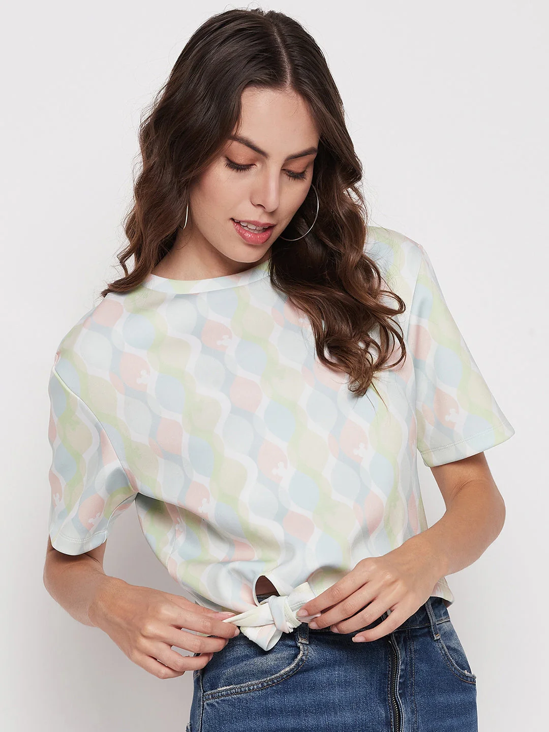 Madame Women Printed White Top - Image 4