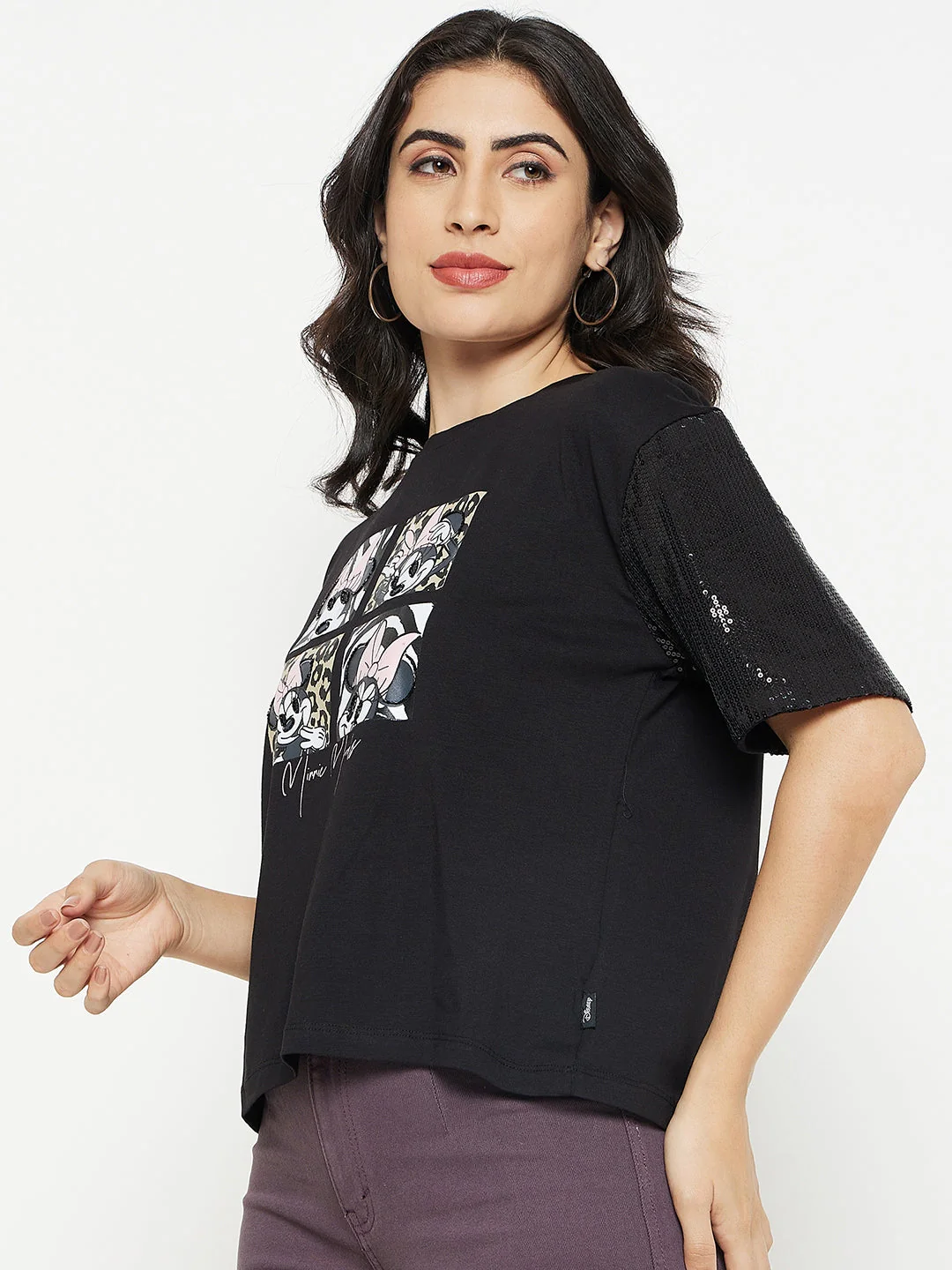 Madame Black Sequin Sleeve Open Back Top - Image 3