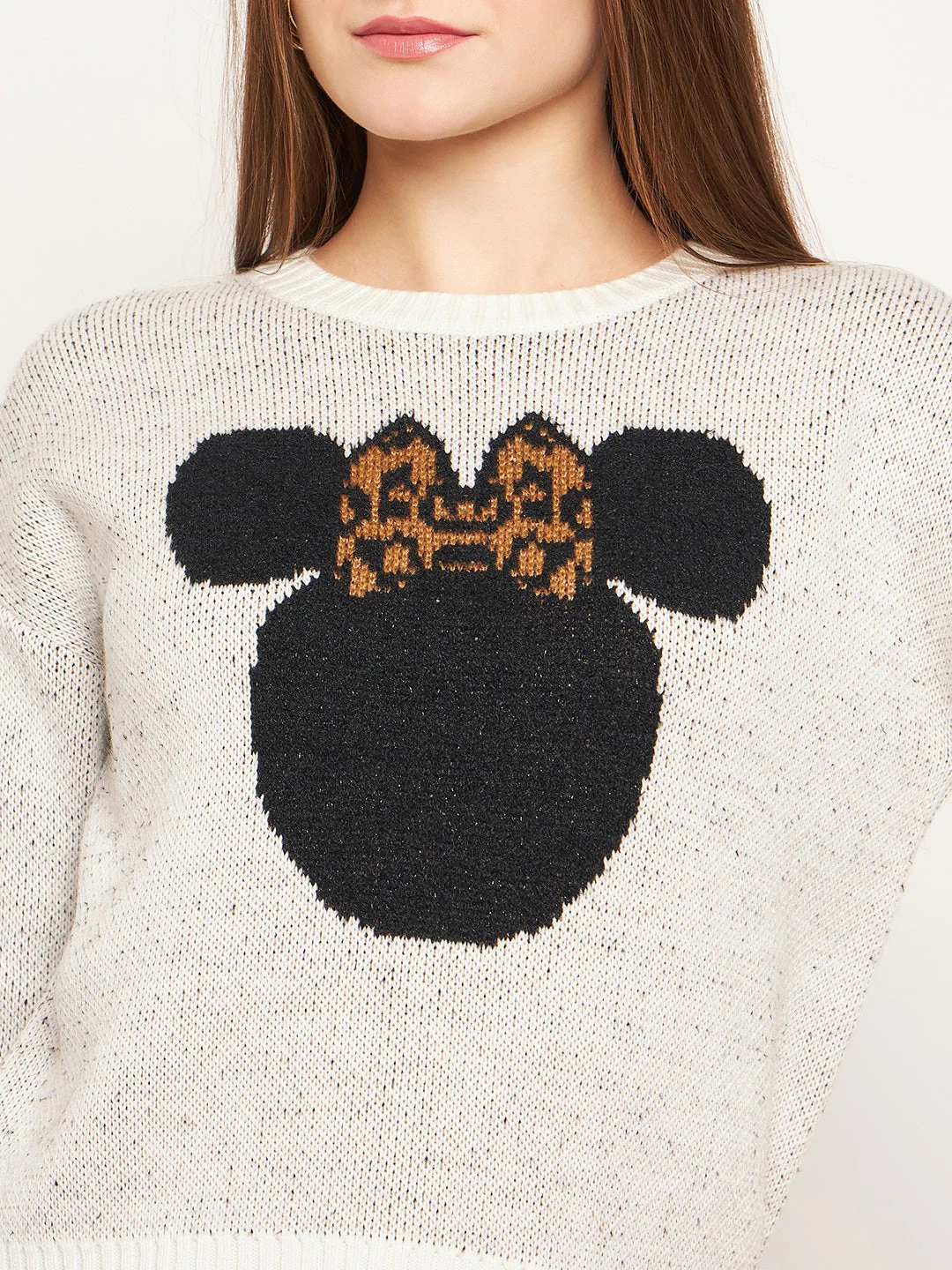 Madame Women Solid Off White Sweater - Image 2