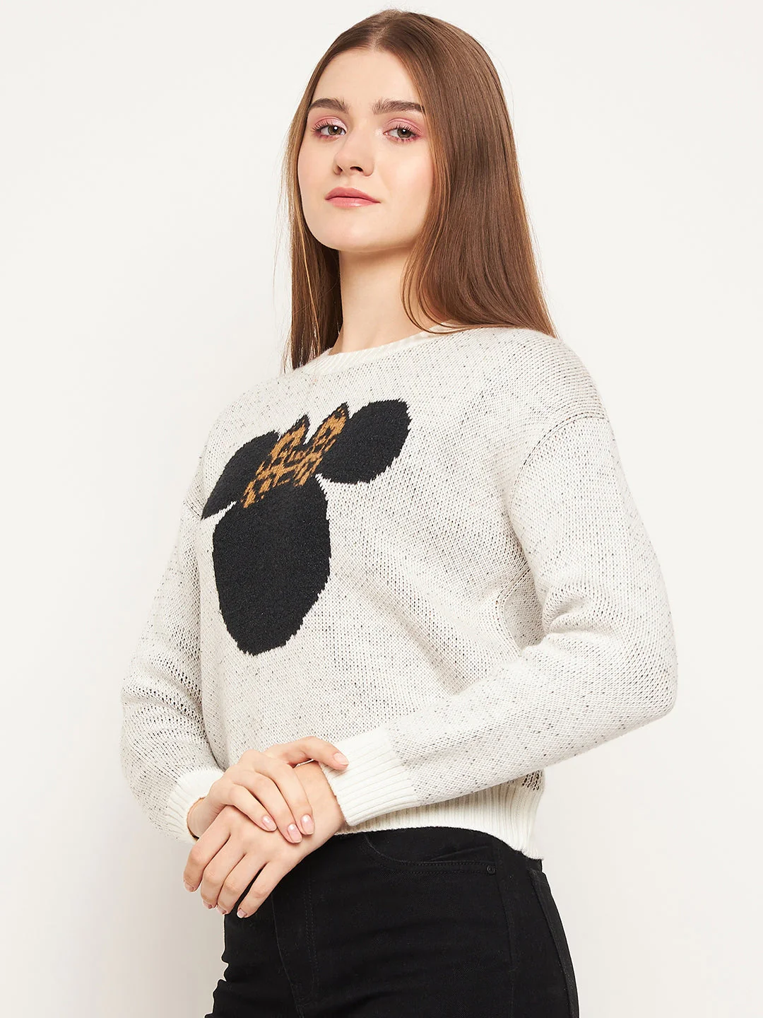 Madame Women Solid Off White Sweater - Image 4
