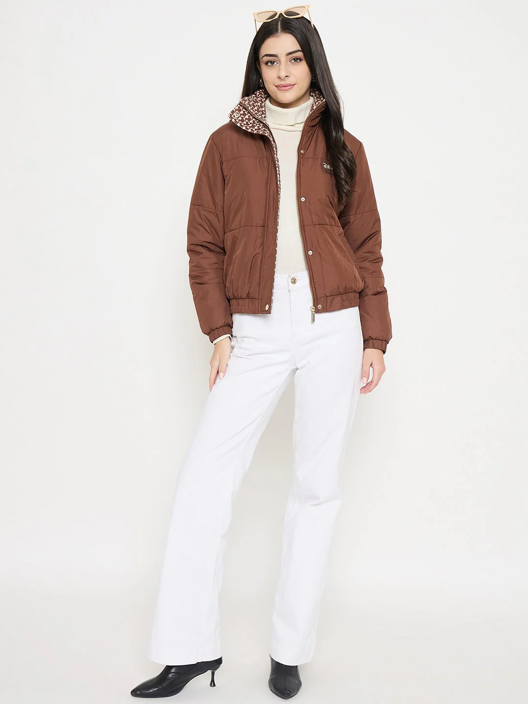 Madame Disney Printed Quilted Brown Puffer Jacket - Image 3