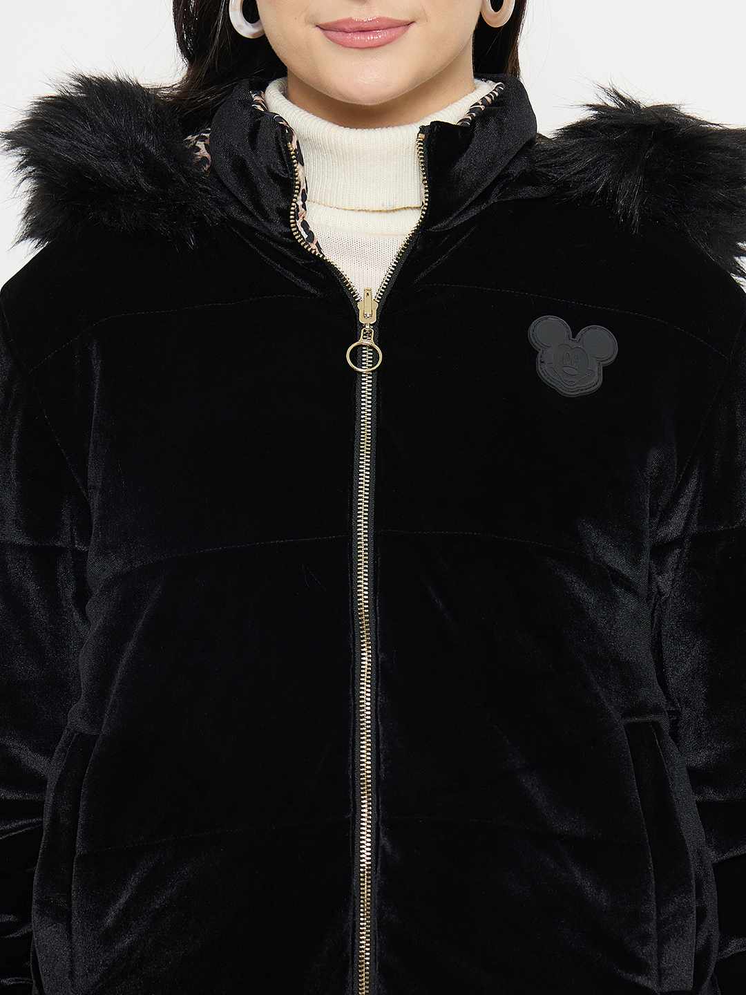 Madame Disney Printed Hooded Zip Up Black Jacket - Image 8