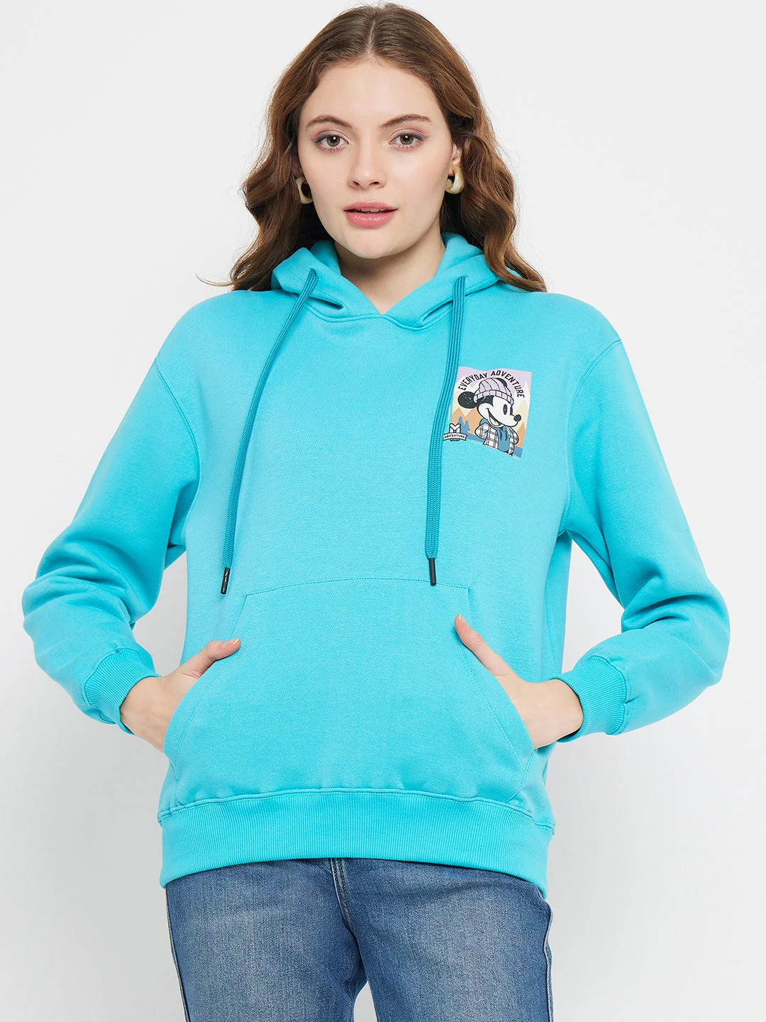 Madame Disney Mickey Mouse Print Blue Sweatshirt