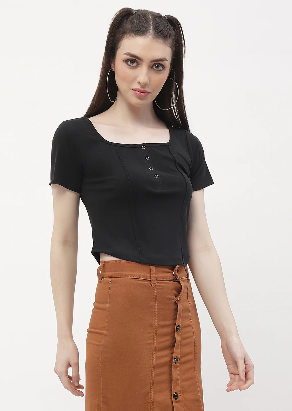 Madame Solid Black Corset Style Top - Image 3