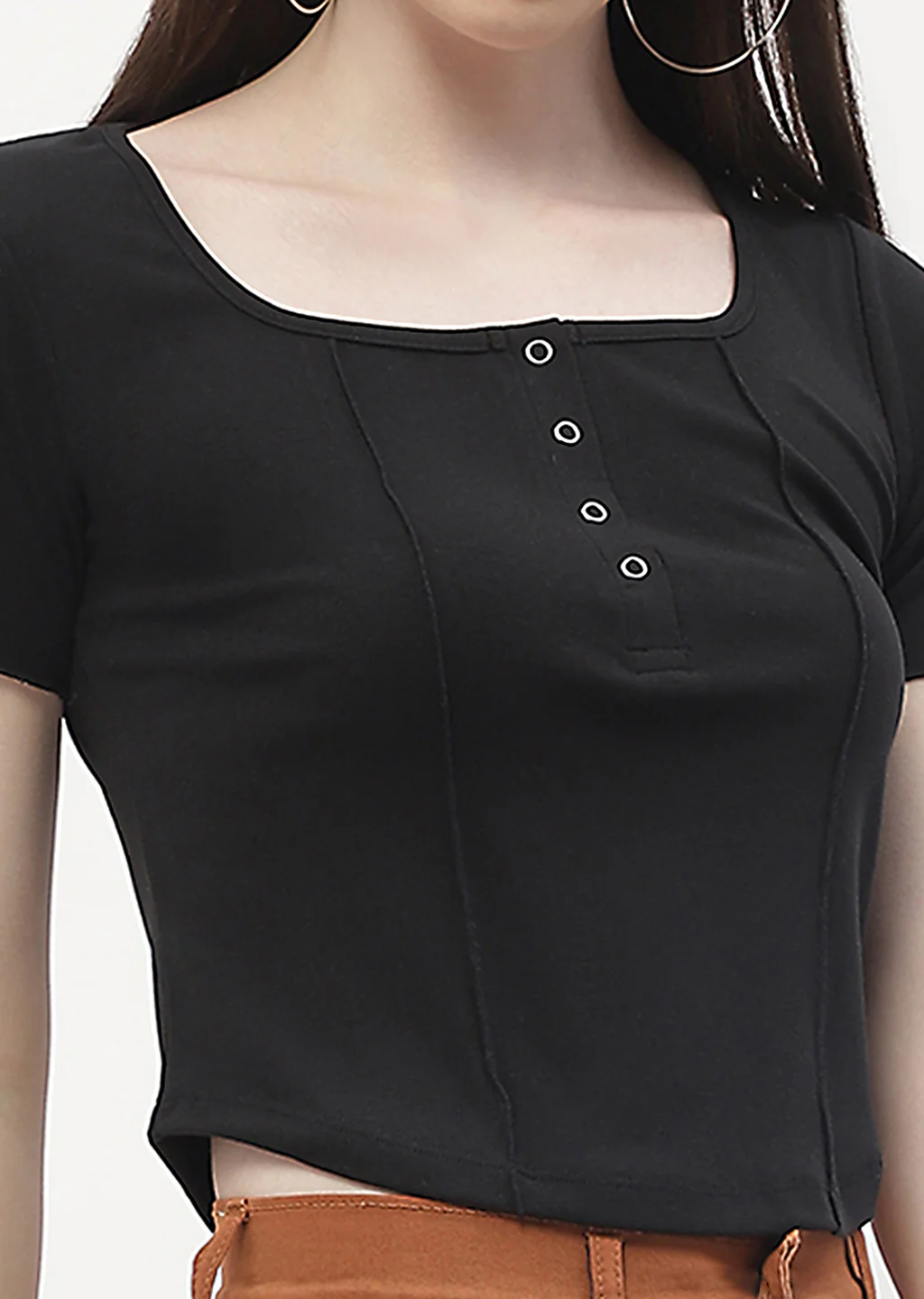 Madame Solid Black Corset Style Top - Image 6