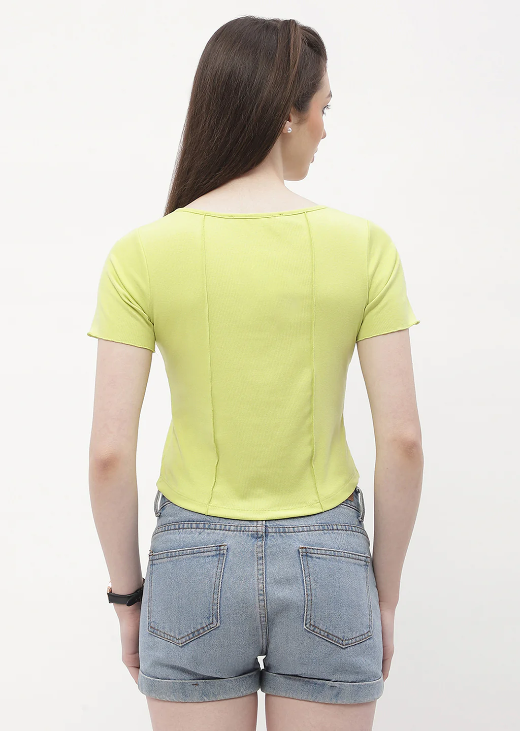 Madame Solid Neon Green Corset Style Top - Image 6