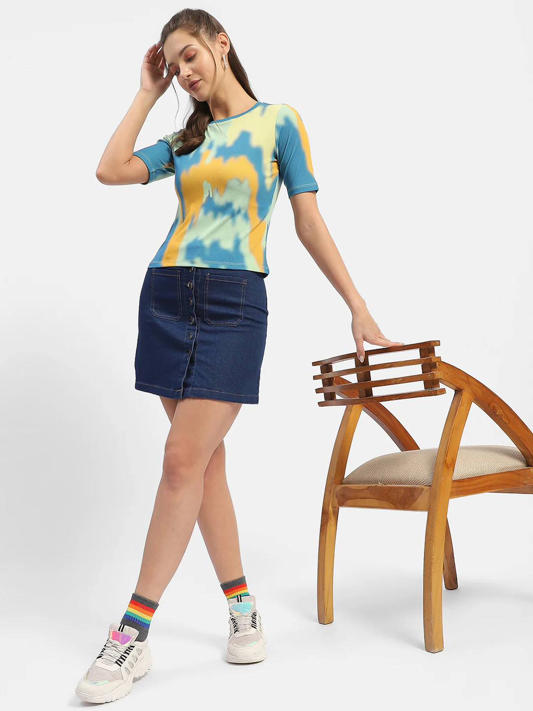 Madame Abstract Print Orange Regular T-Shirt - Image 2