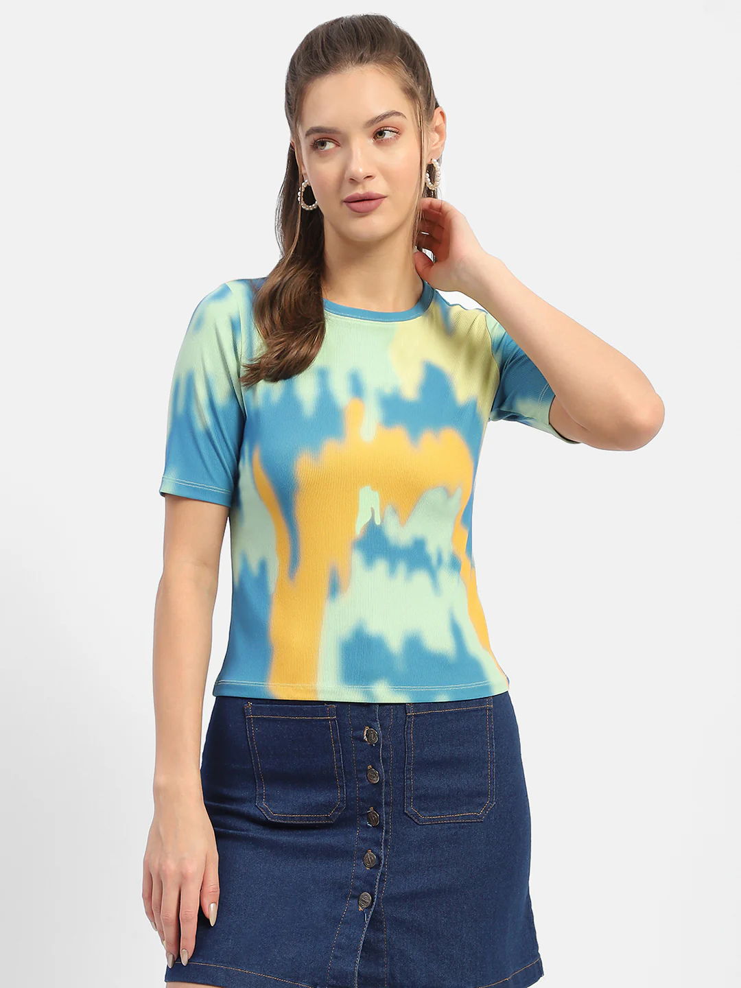 Madame Abstract Print Orange Regular T-Shirt - Image 3