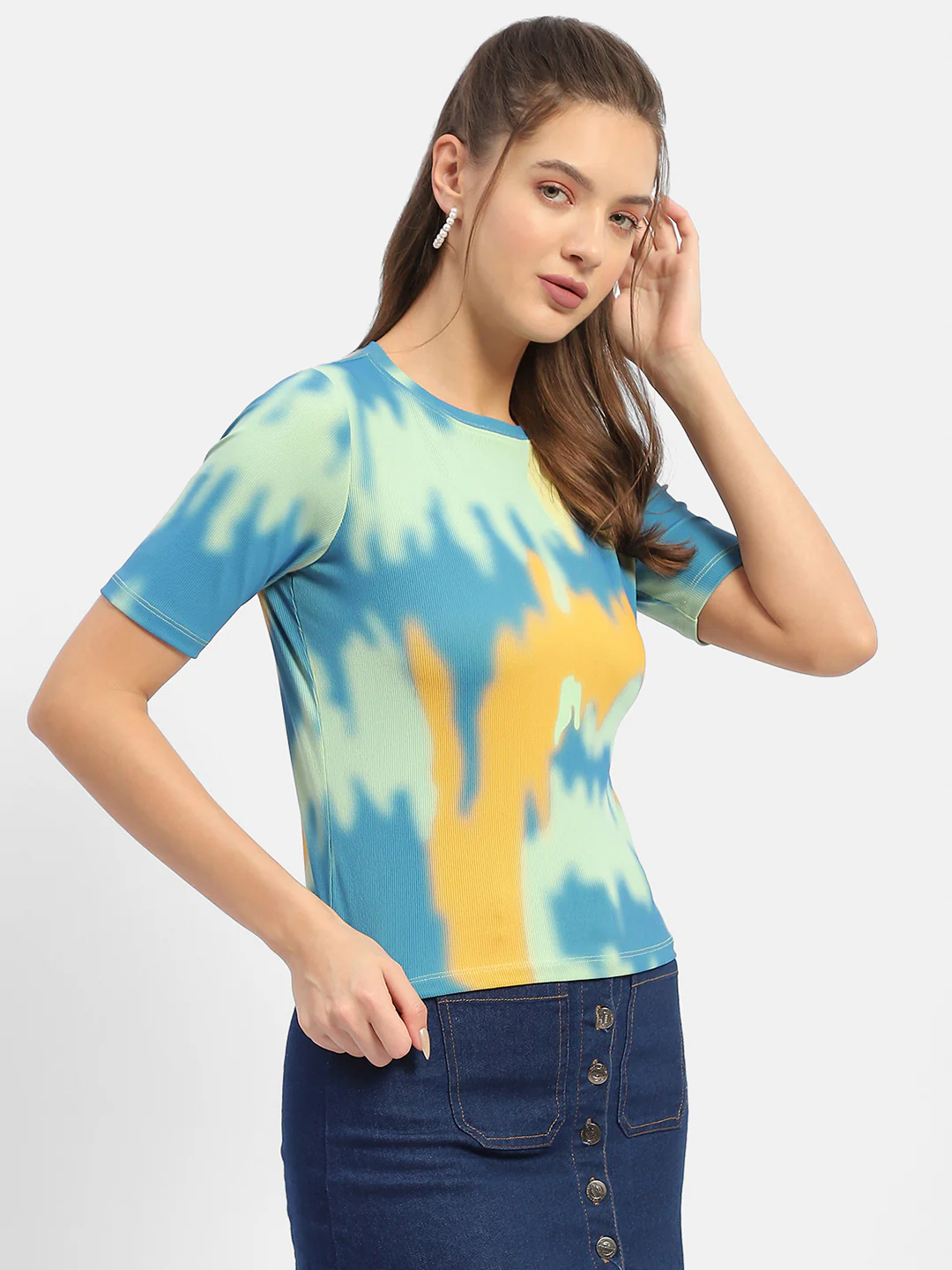 Madame Abstract Print Orange Regular T-Shirt - Image 4