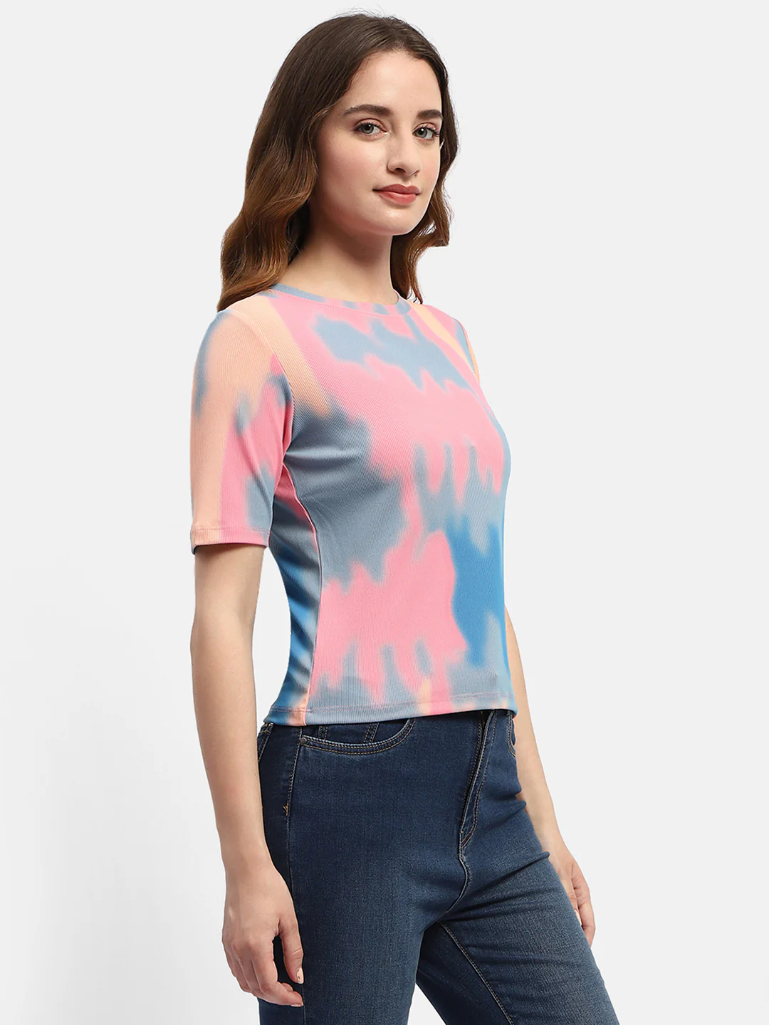 Madame Abstract Print Pink Regular T-Shirt - Image 4