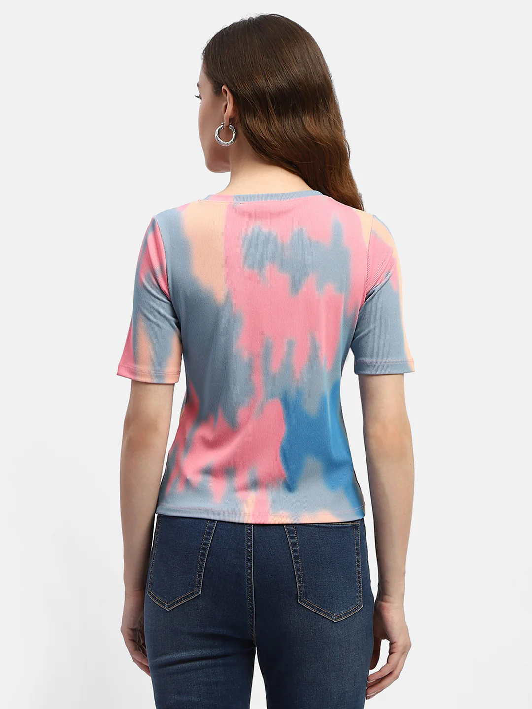 Madame Abstract Print Pink Regular T-Shirt - Image 6