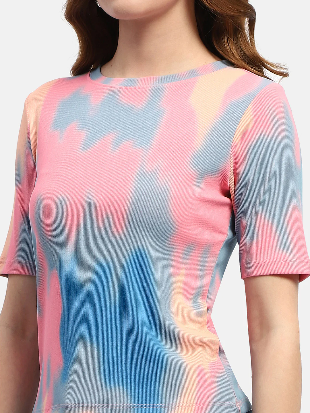 Madame Abstract Print Pink Regular T-Shirt - Image 7