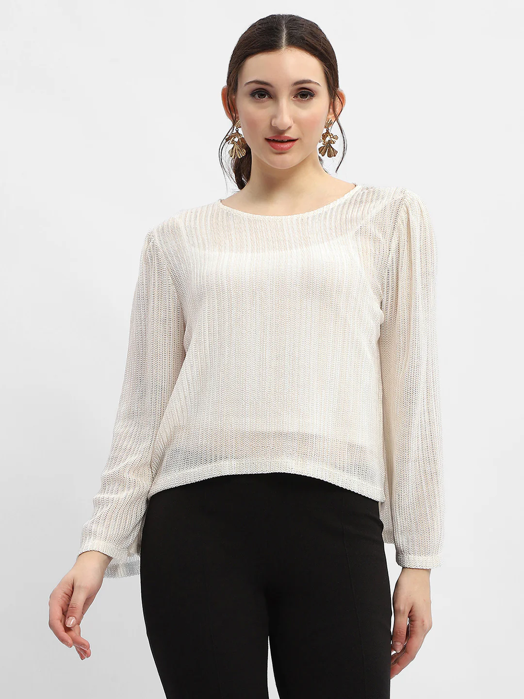Madame Cut Out Back Off-White Knit Top - Image 2