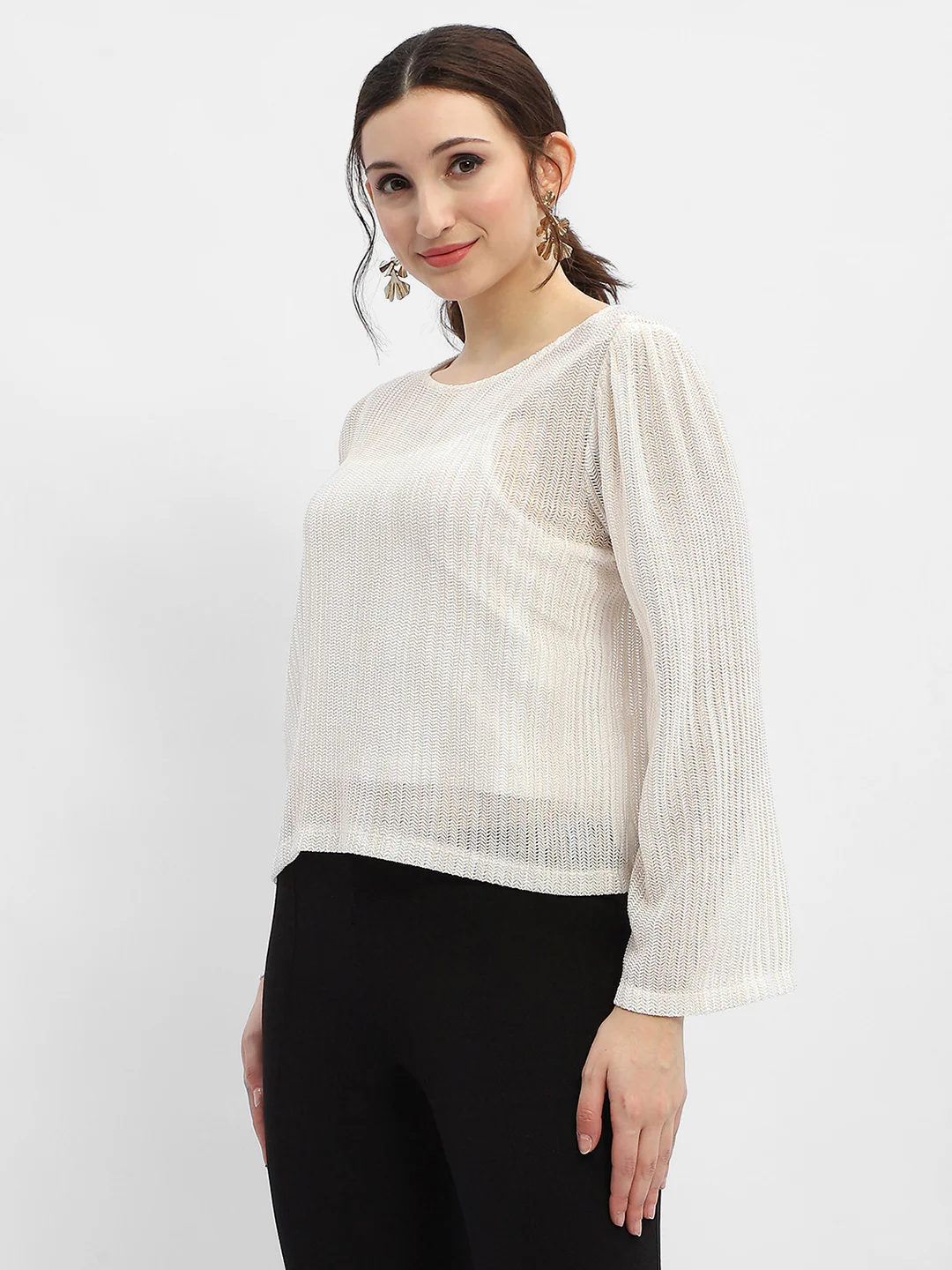 Madame Cut Out Back Off-White Knit Top - Image 4