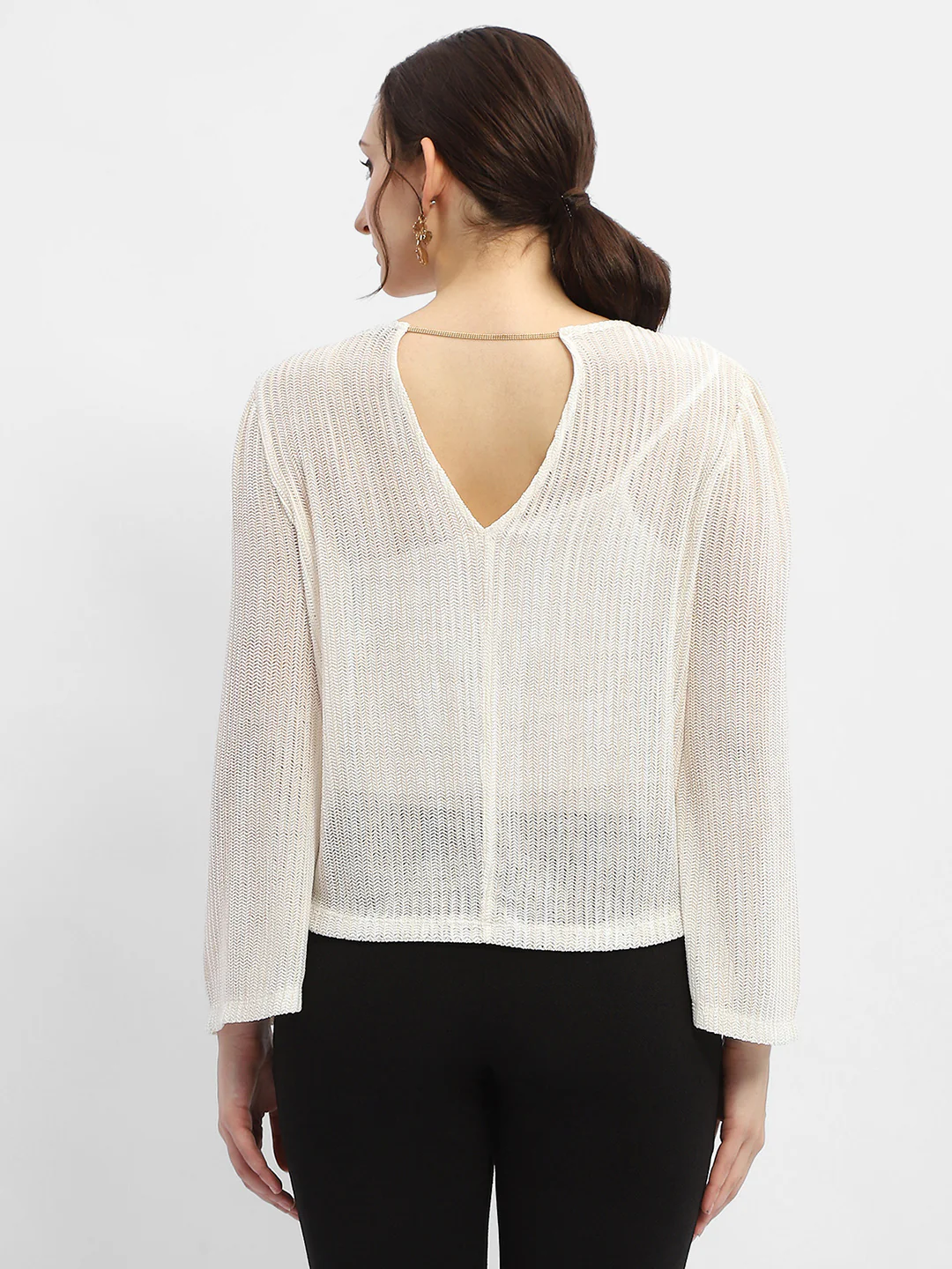 Madame Cut Out Back Off-White Knit Top - Image 5