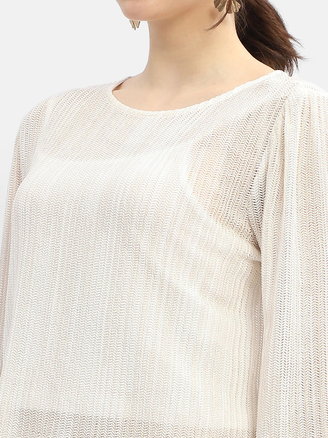 Madame Cut Out Back Off-White Knit Top - Image 7