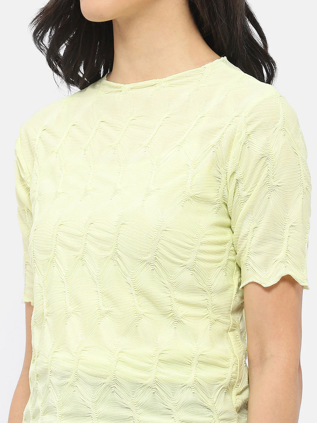 Madame Lettuce Hem Lime Green Crinkled Top - Image 6