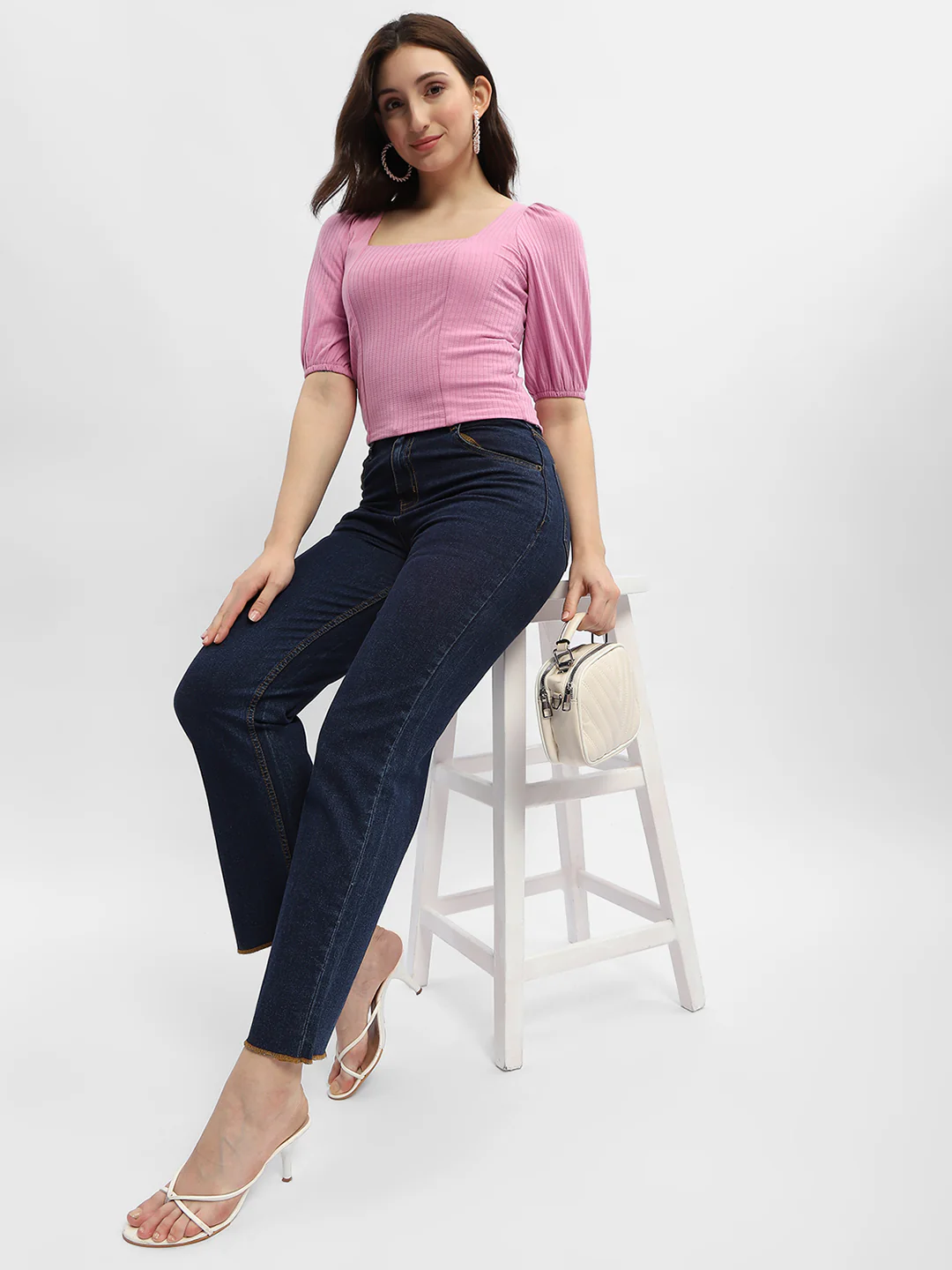 Madame Criss-Cross Back Pink Textured Top - Image 2
