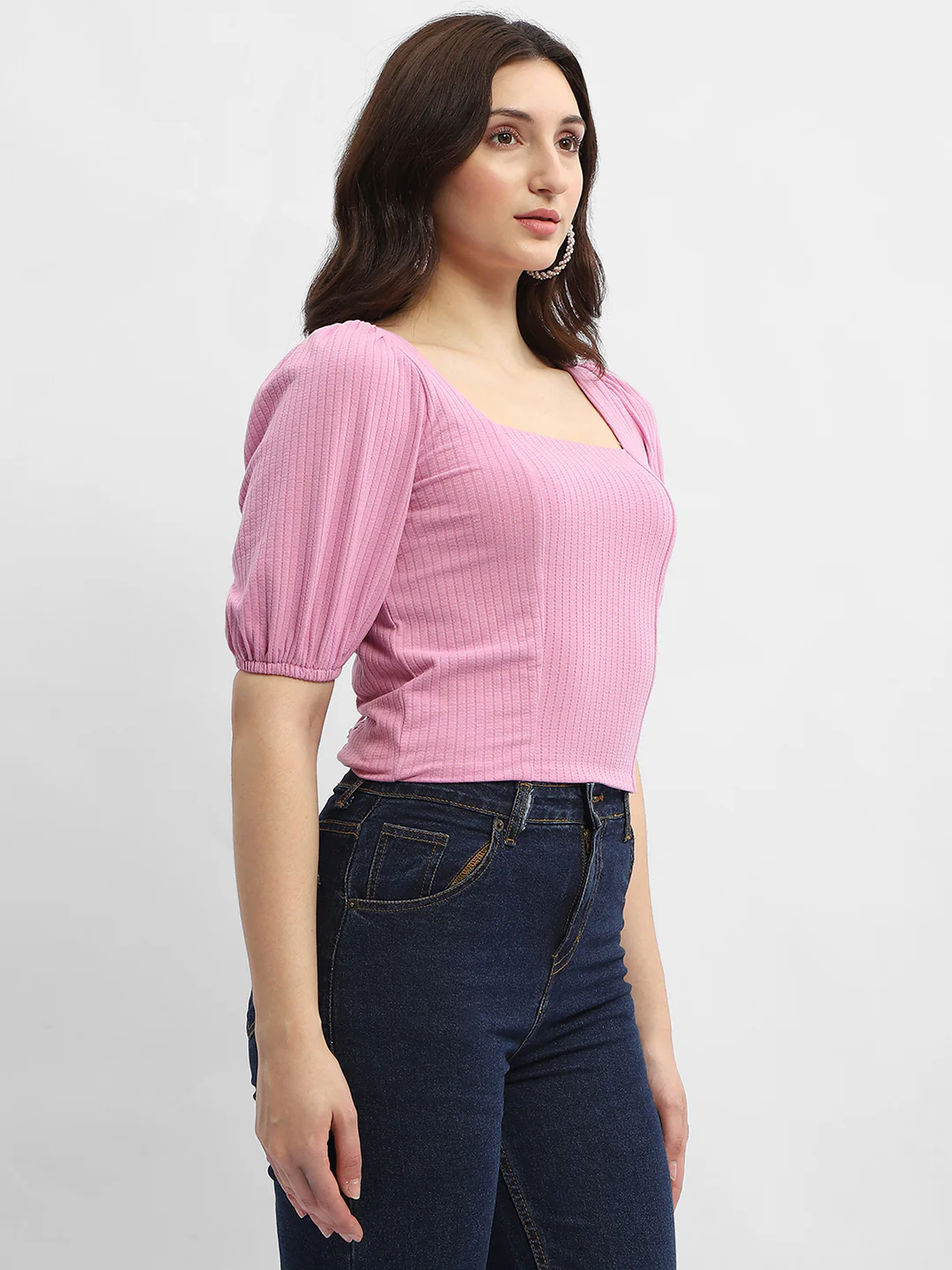 Madame Criss-Cross Back Pink Textured Top - Image 3