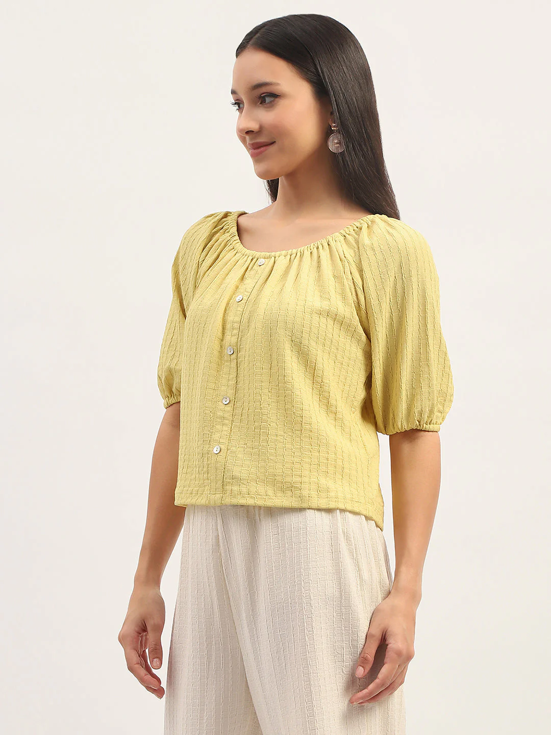 Madame Textured Solid Lime Top - Image 3