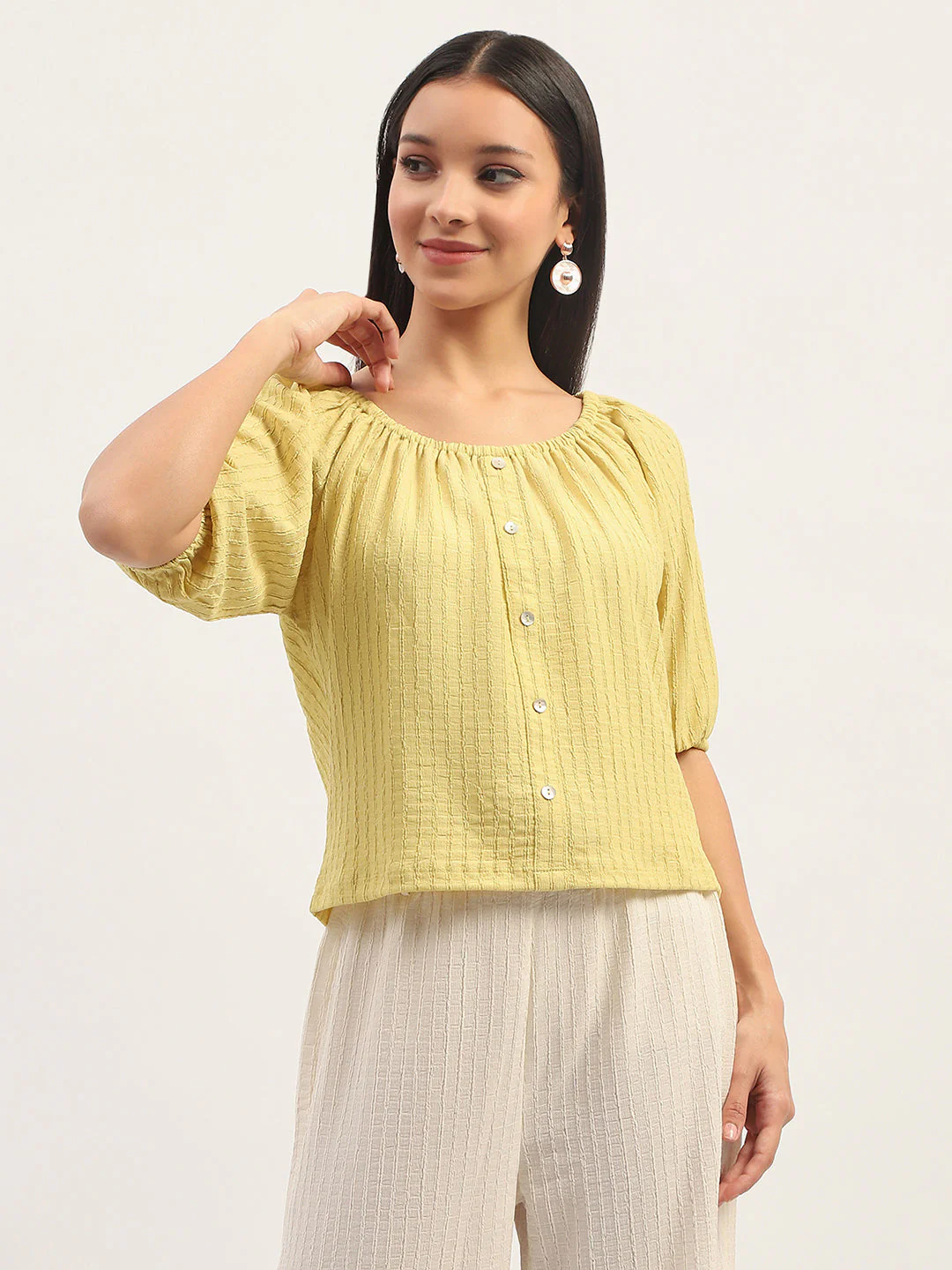 Madame Textured Solid Lime Top - Image 4