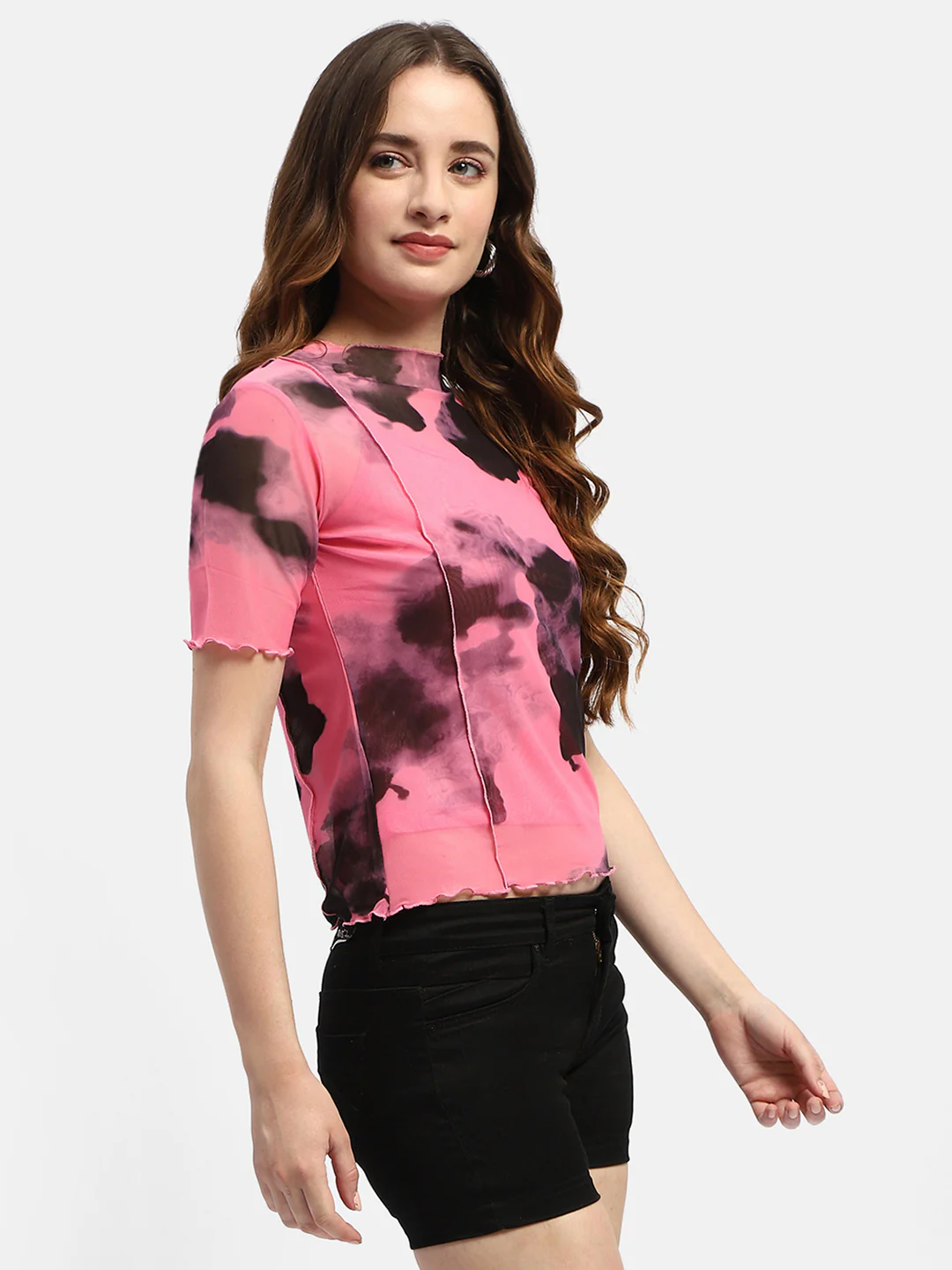 Madame Lettuce Hem Black Abstract Print T-Shirt - Image 3