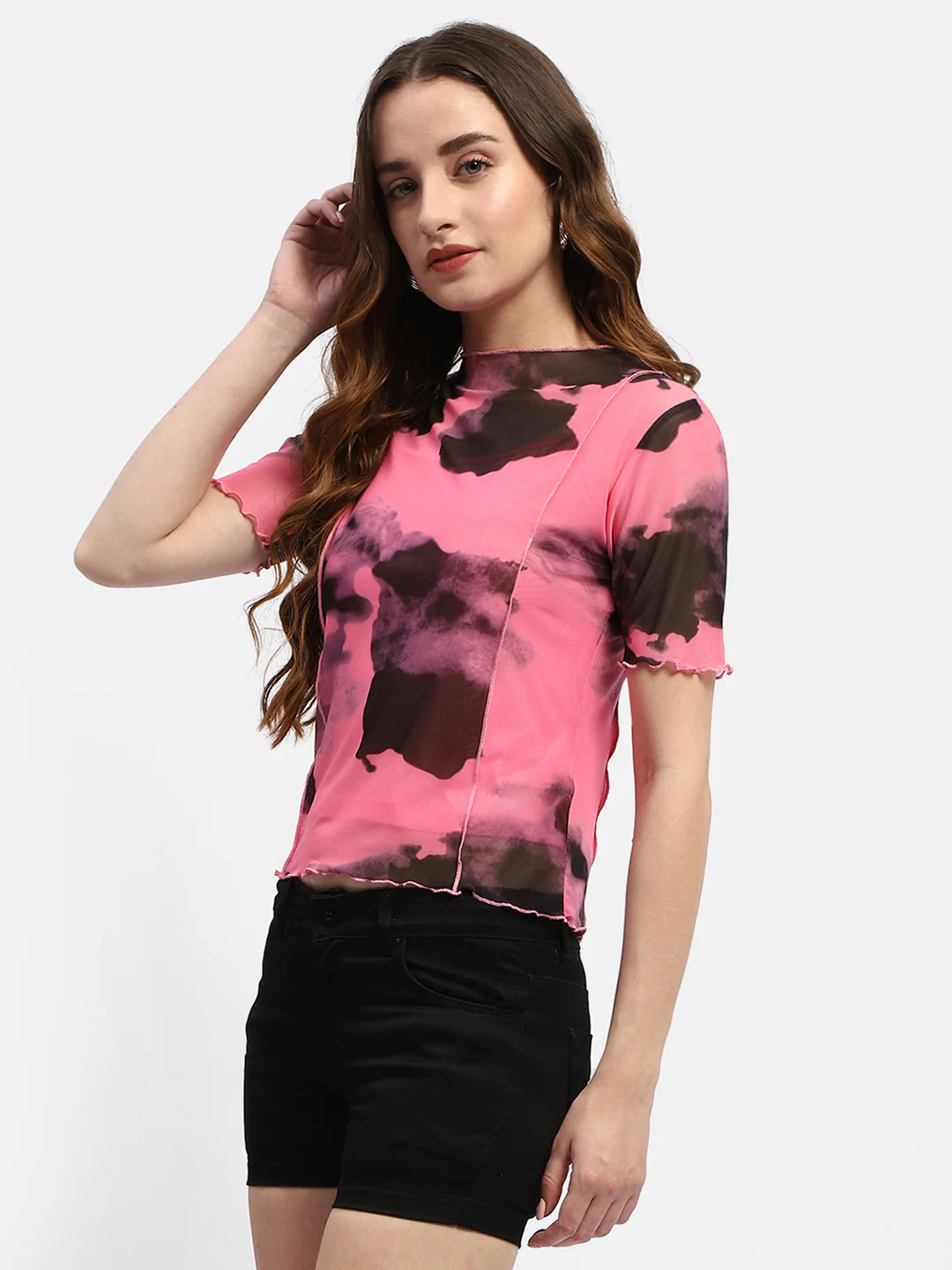 Madame Lettuce Hem Black Abstract Print T-Shirt - Image 4