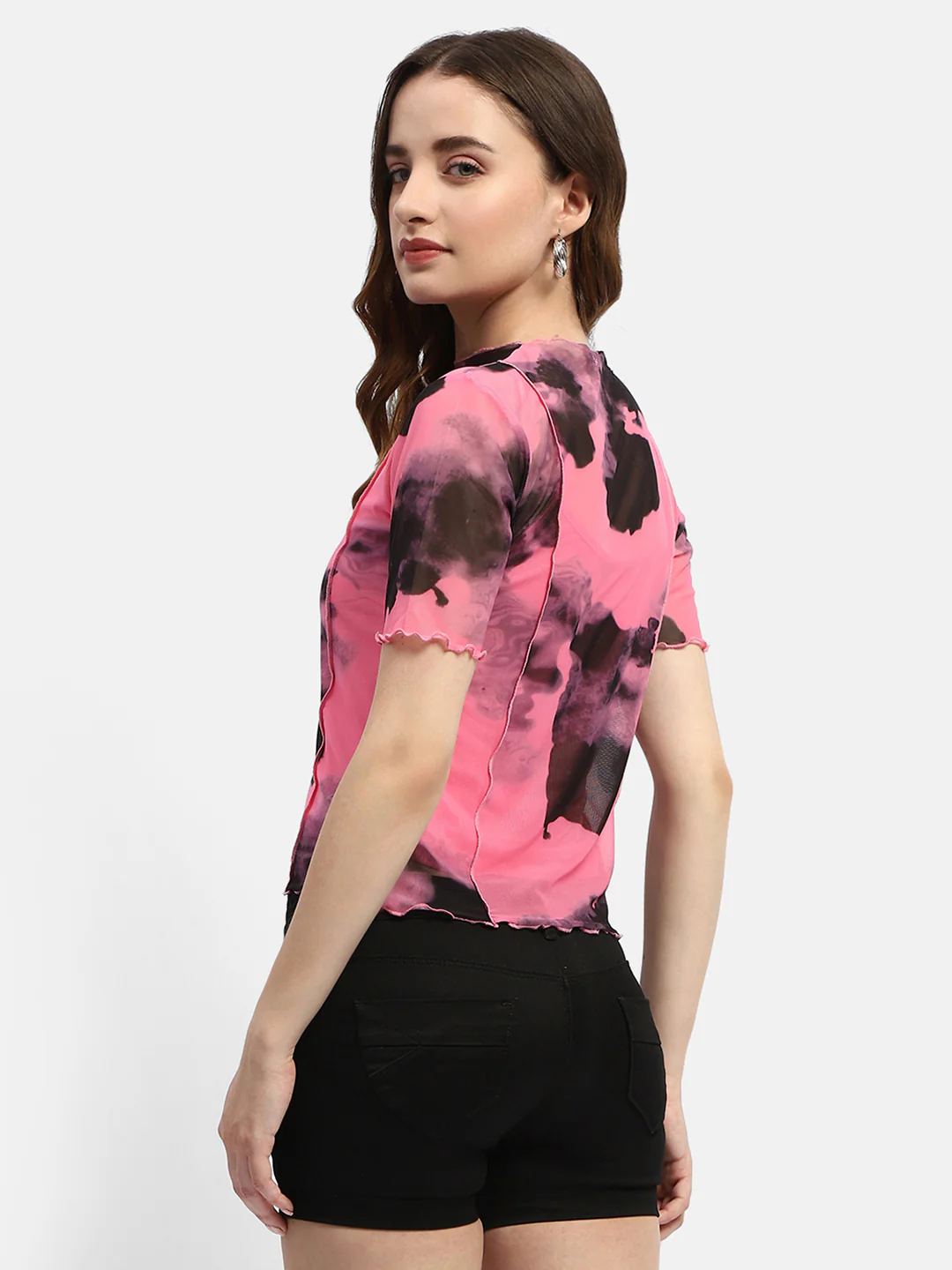 Madame Lettuce Hem Black Abstract Print T-Shirt - Image 5