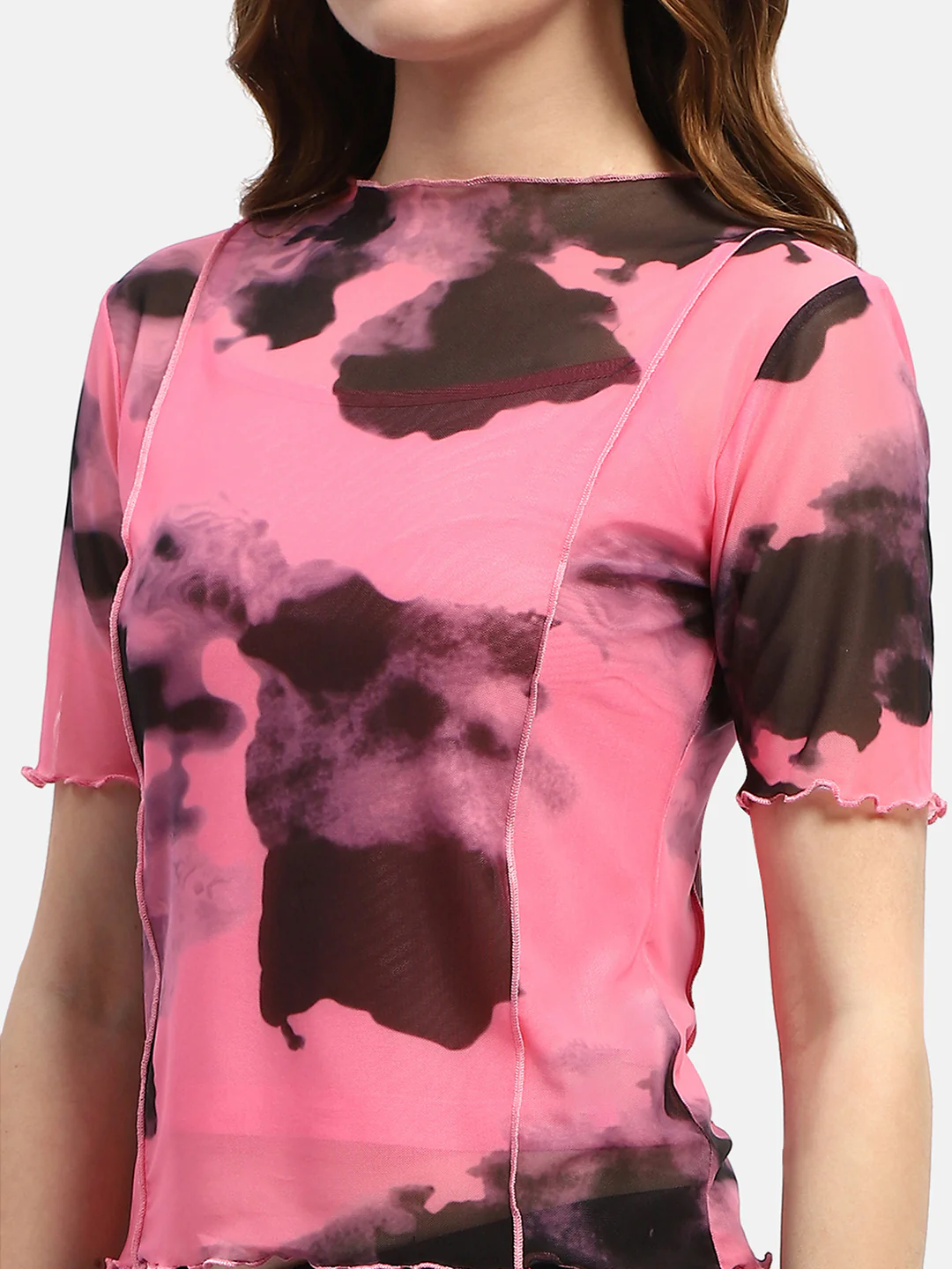 Madame Lettuce Hem Black Abstract Print T-Shirt - Image 6