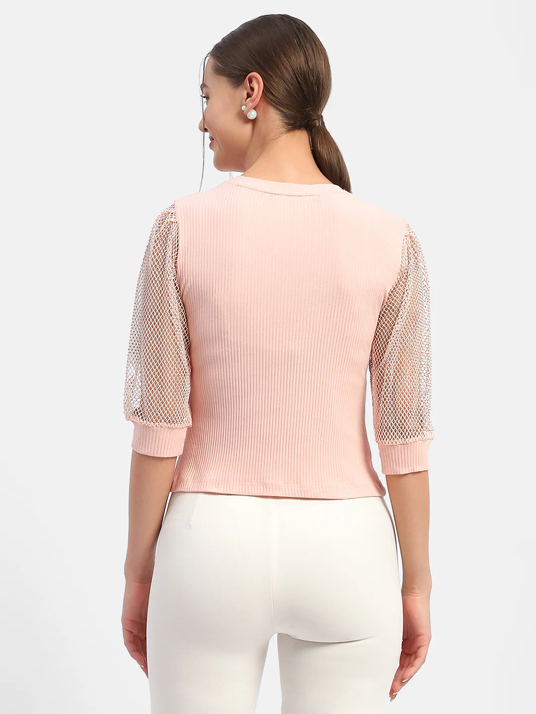Madame Knit Sleeve Pink Regular Top - Image 6