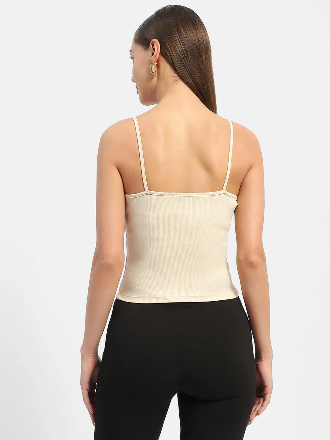 Madame Solid Cream Tank Top - Image 4