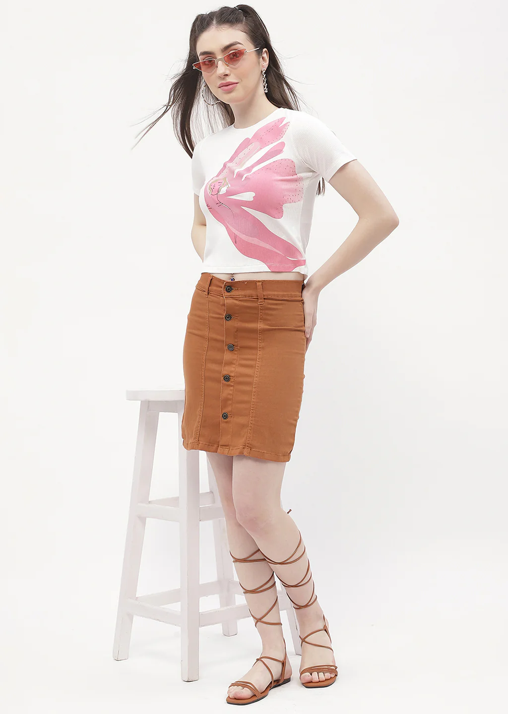 Madame Graphic Print Off-White Ribbed T-Shirt - Image 2