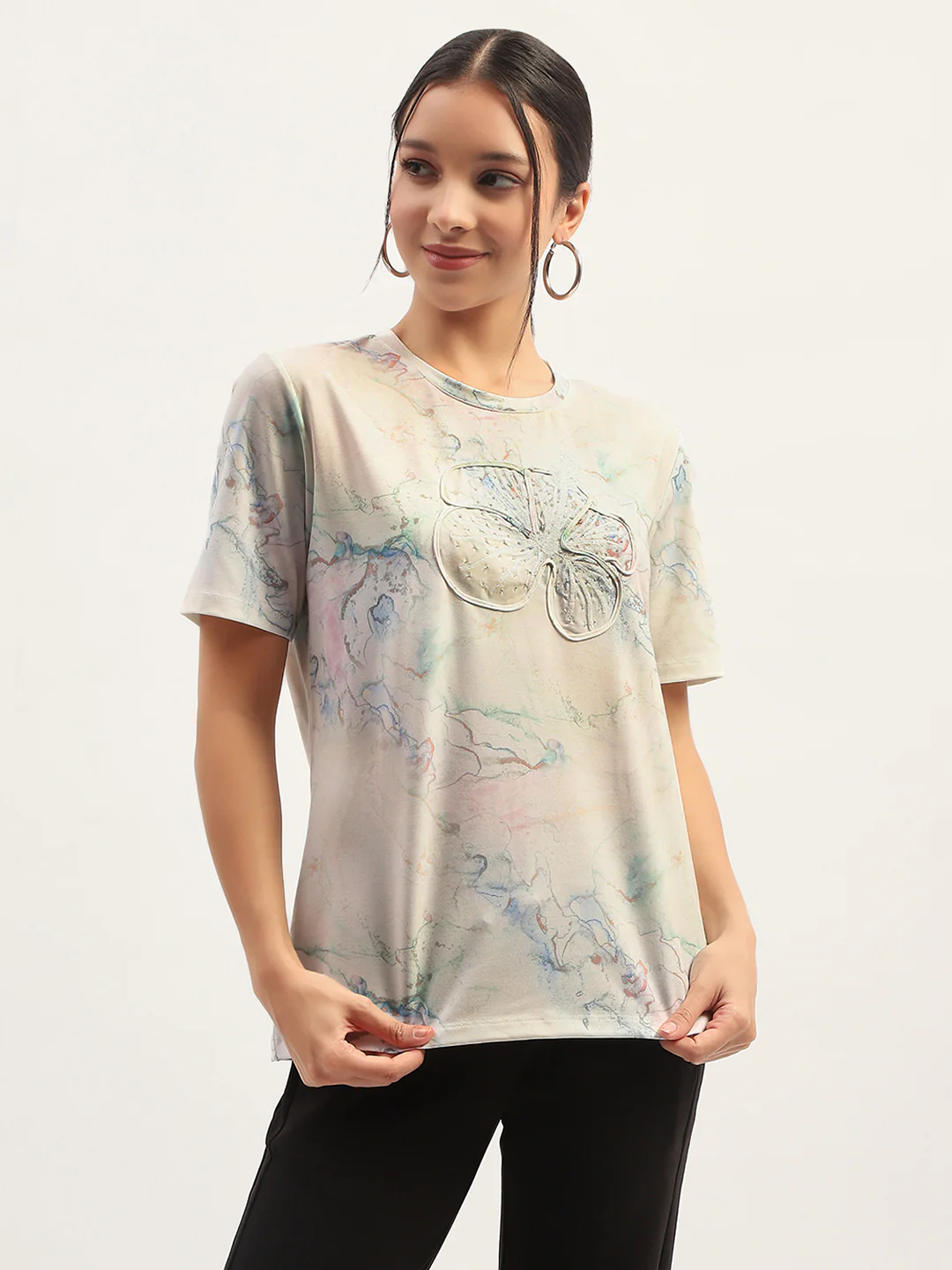 Madame Printed White T-Shirt - Image 3