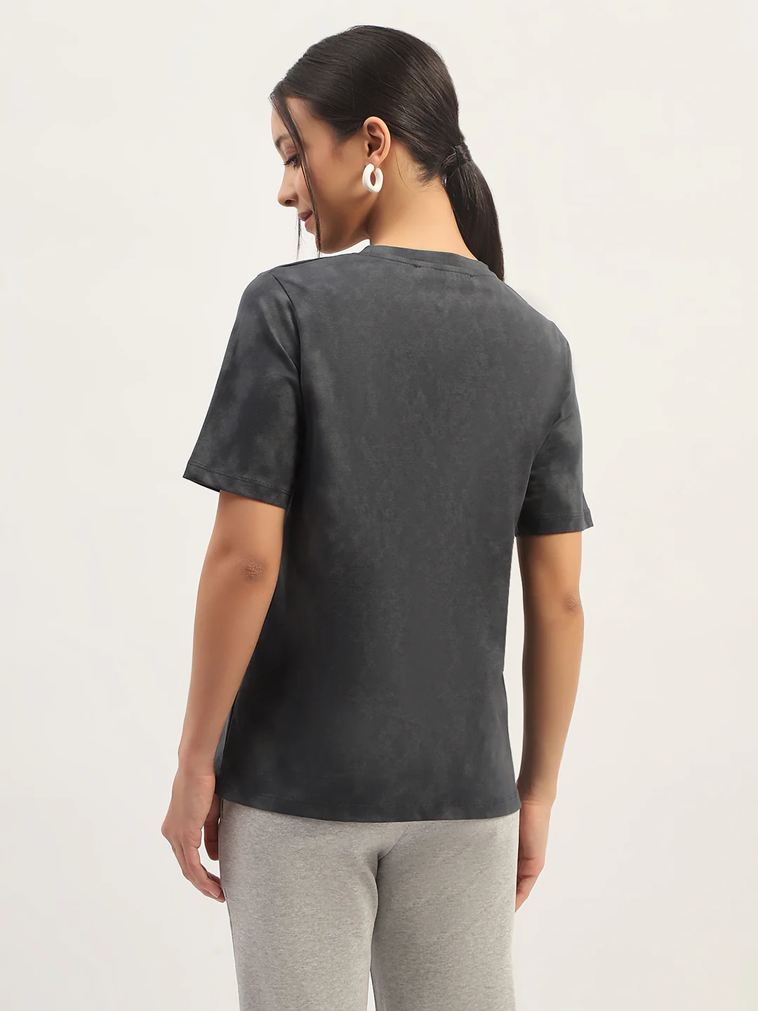 Madame Printed Charcoal Cotton T-Shirt - Image 6