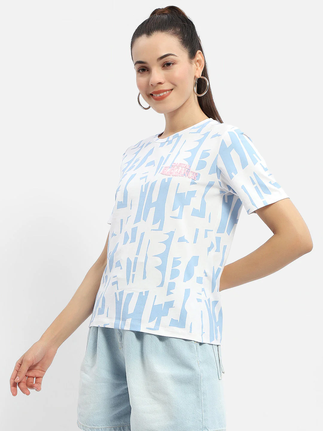 Madame Abstract Print Sea Green T-Shirt - Image 4