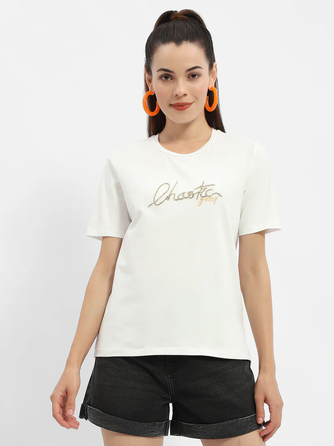 Madame Typography White Crew Neck T-Shirt - Image 2