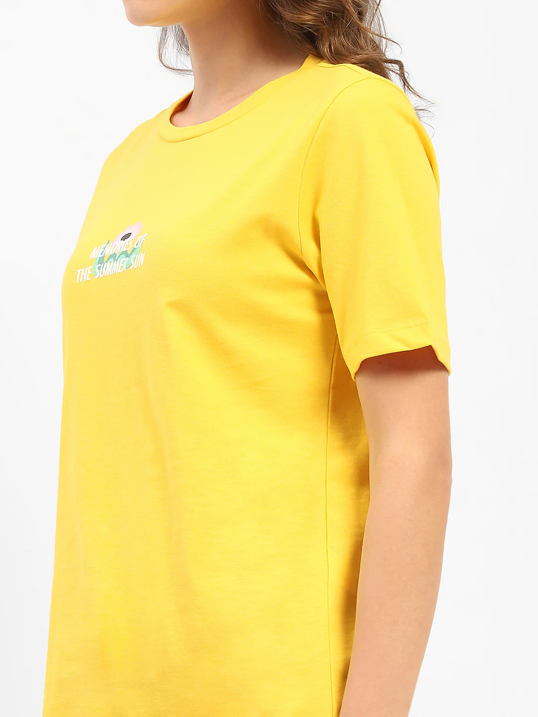 Madame Graphic Printed Round Neck Cotton Yellow T-Shirt - Image 7