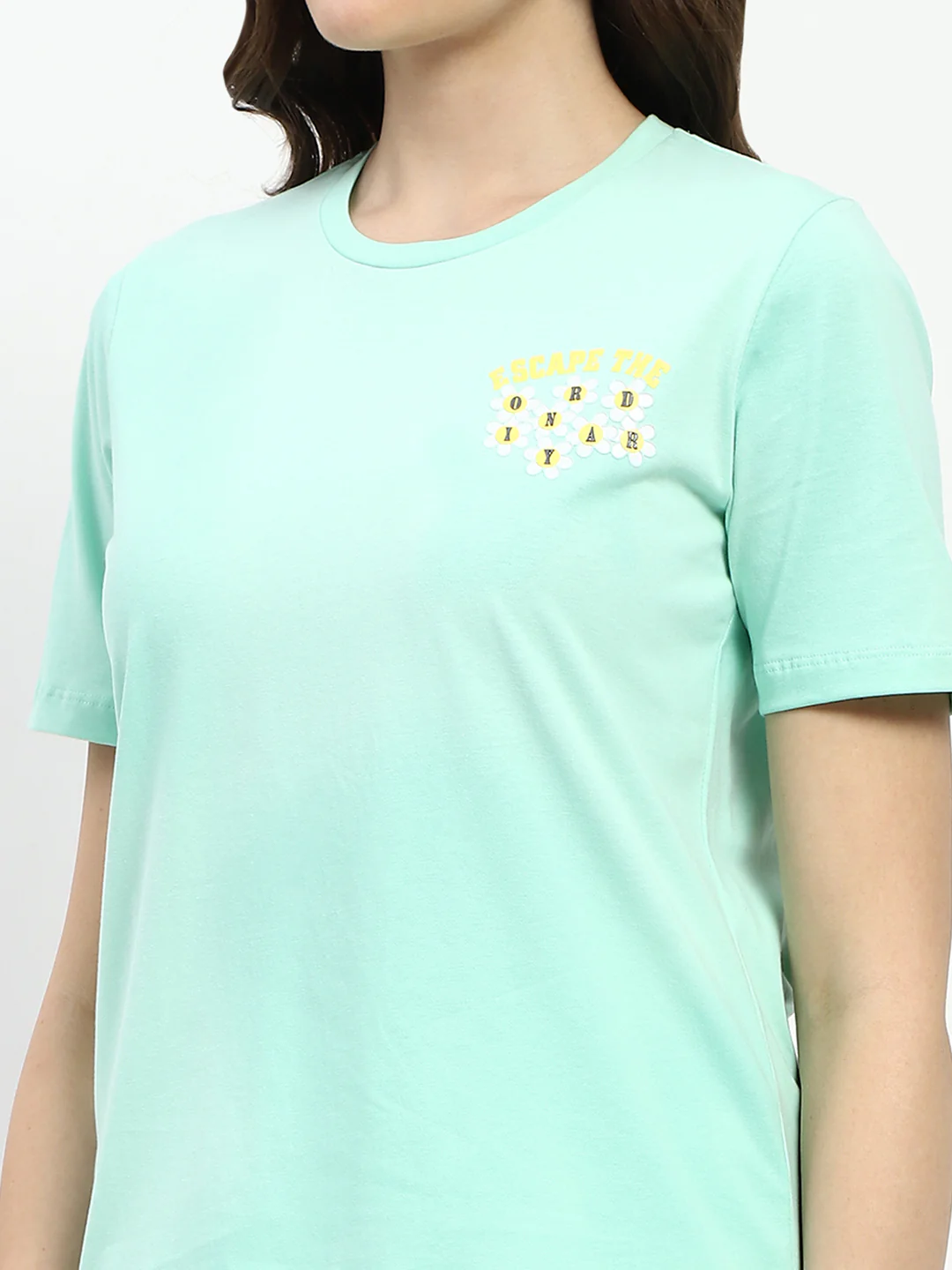 Madame 3D Print Monochromatic Cotton Mint T-Shirt - Image 6